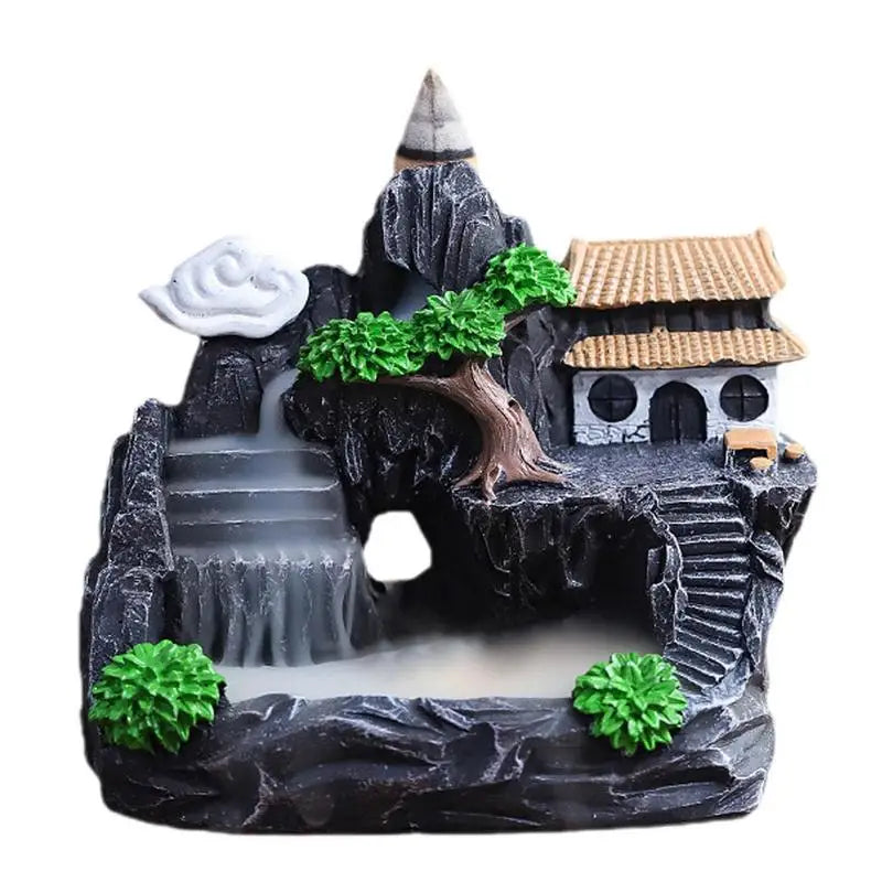 Waterfall Incense Burner Resin Backflow Incense Holder Fountain Waterfall Incense Burner For Home Office Decor Gift