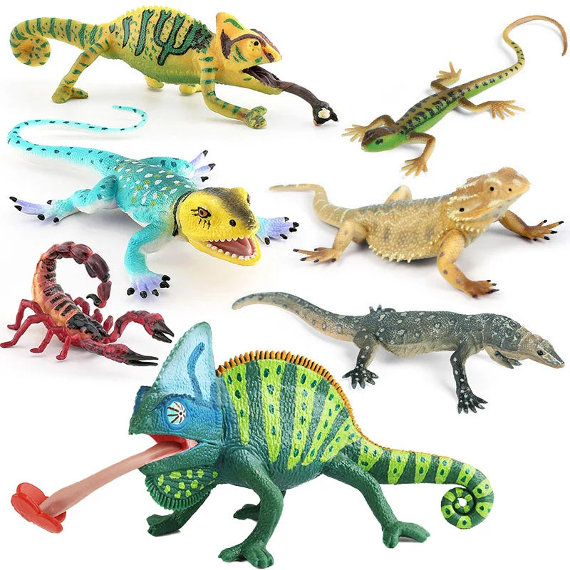 Simulation Reptile Animals Lizard Phrynosoma Chameleon Scorpion Action Figures Bearded Dragon Miniacture For Kids Education Toys