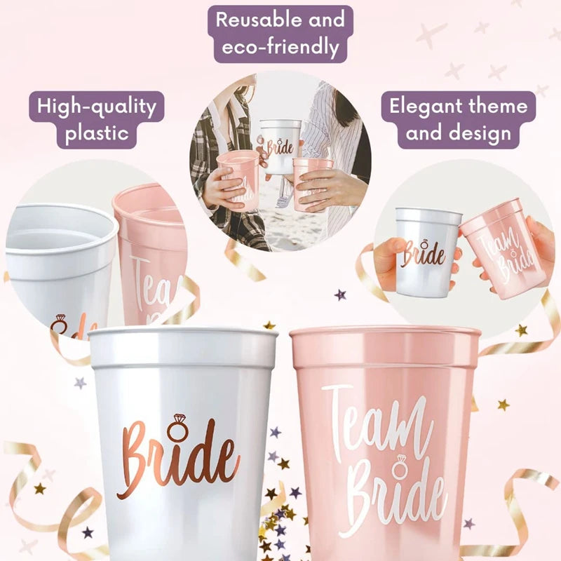 Bachelorette Party Wedding Decoration Bride Team Plastic Drinking Cups Bridal Shower Gift To Be Bride Hen Party Supplies