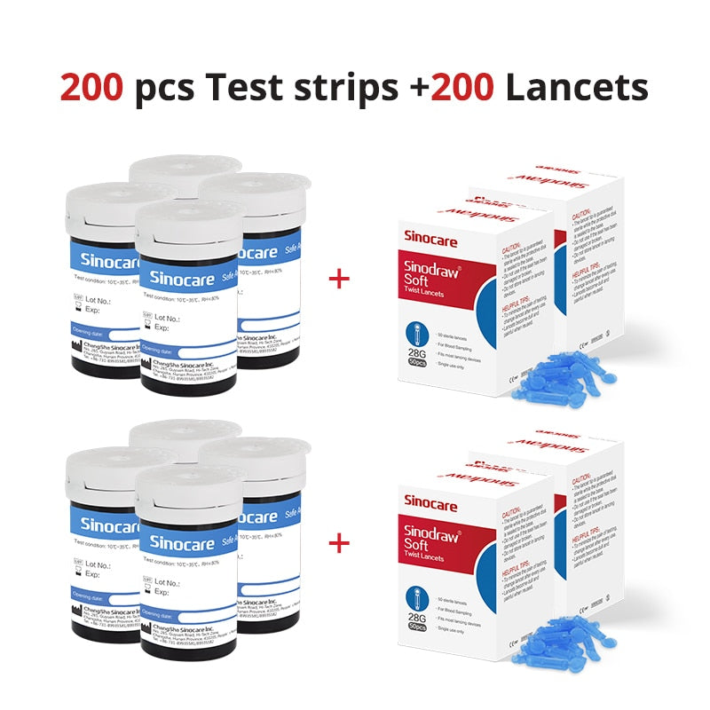 (50pcs/100pcs/200pcs/400pcs) Sinocare Safe-Accu Blood Glucose Test Strips and Lancets for Diabetes Tester