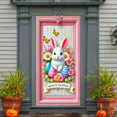 Easter Door Cover Decoration Plush Rabbit Wreath Easter Egg Coloured Ribbon Background Indoor Outdoor Porch Banner Party Supply