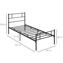 HOMCOM Single Metal Bed Frame w/ Headboard and Footboard, Underbed Storage Space