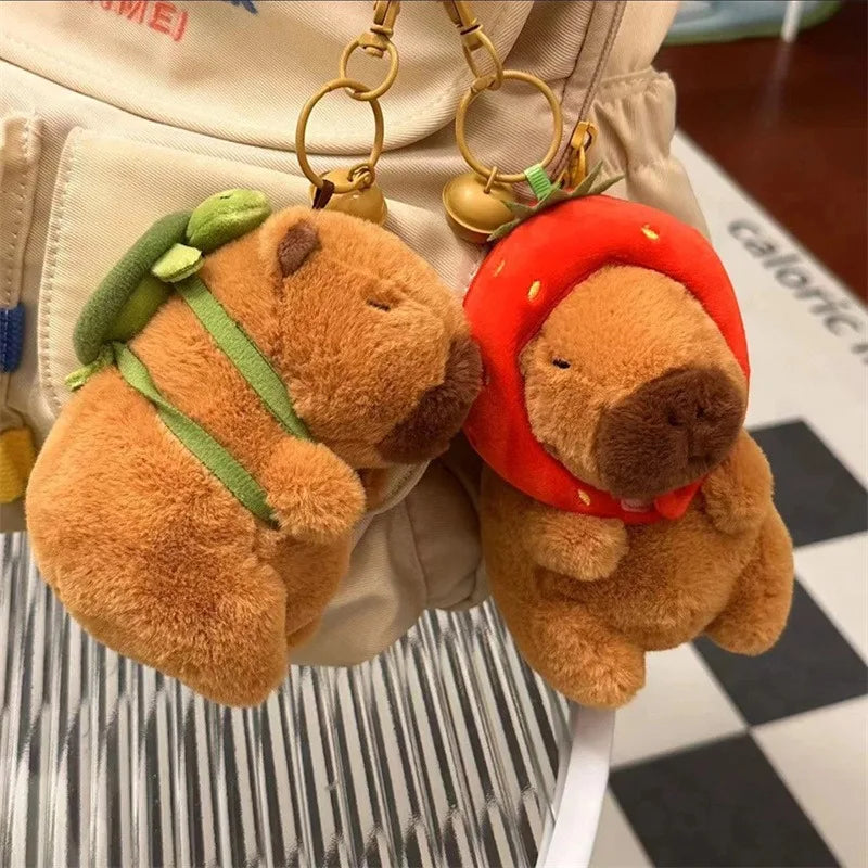 1pcs Cartoon Capybara Pendant Plush Toy Doll Bag Hanging Ornament Cute Kapila Keychain Doll Desktop Doll Ornament Car Pendant