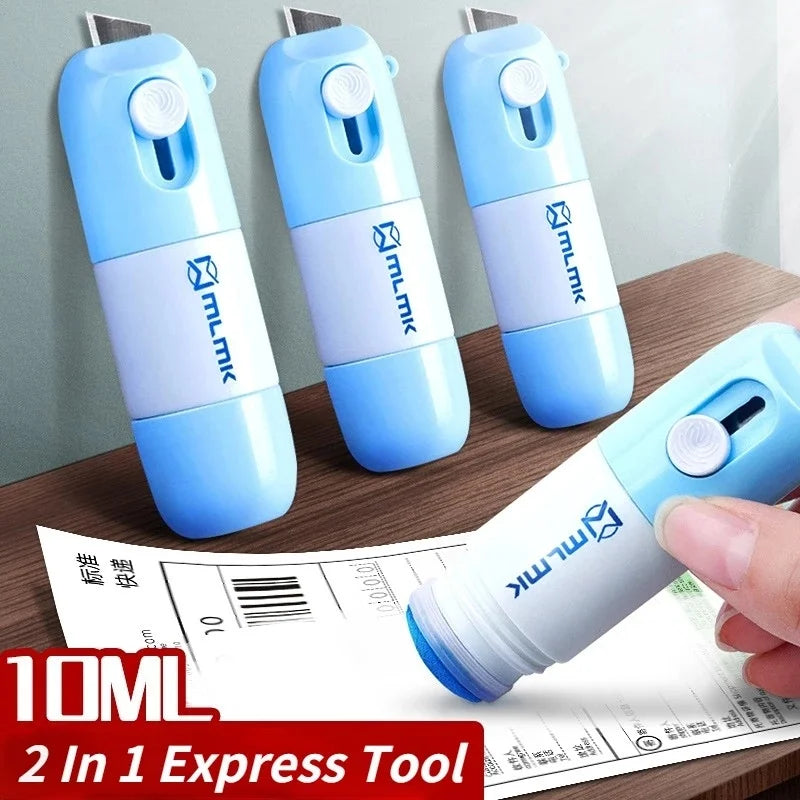 2 In 1 Express Tool Thermal Paper Correction Liquid Package Unpacking Knife Home Office Identity Data Security Protection Liquid