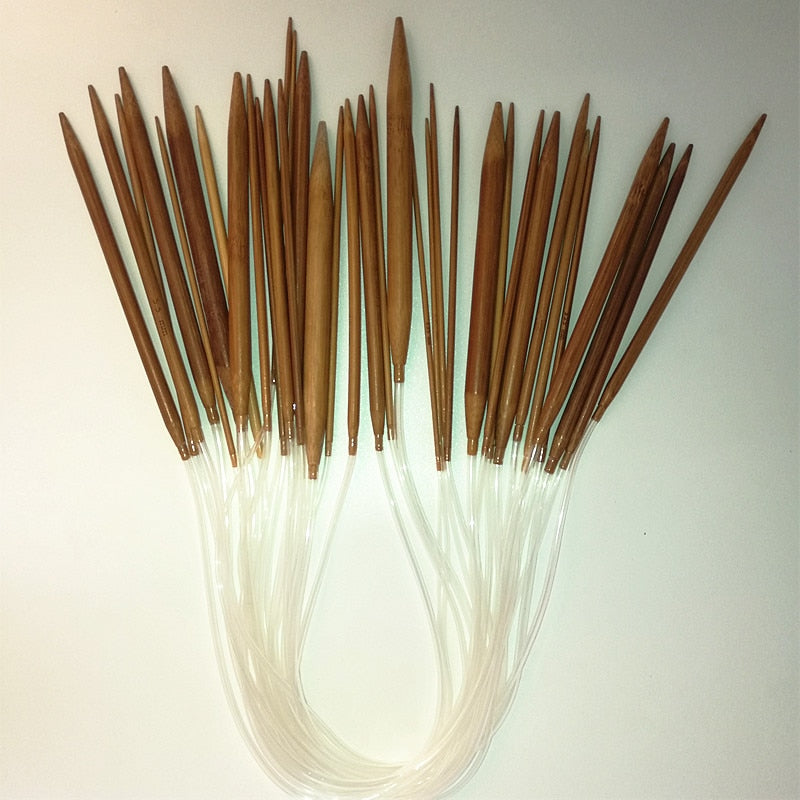 Bamboo circular ring knitting needles 18pcs Sizes 2.0mm-10.0mm 40cm 60cm long smooth finish Bamboo Knitting Needle Crochet Hooks