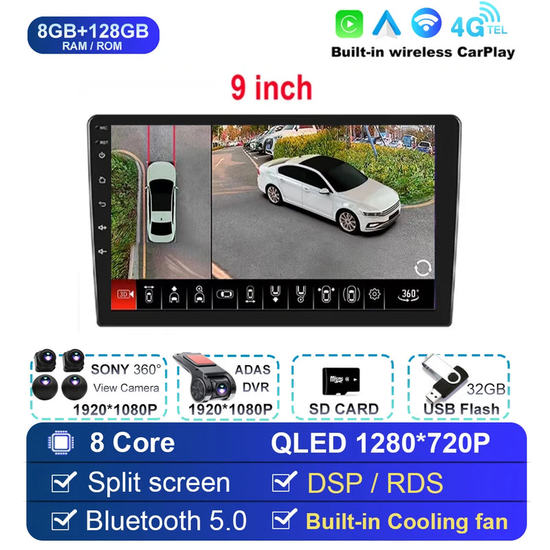 Android 14 For Univers Car Radio 2 Din Apple Carplay Automotive Multimedia Player GPS Android Auto IPS Screen RDS DSP Car Stereo