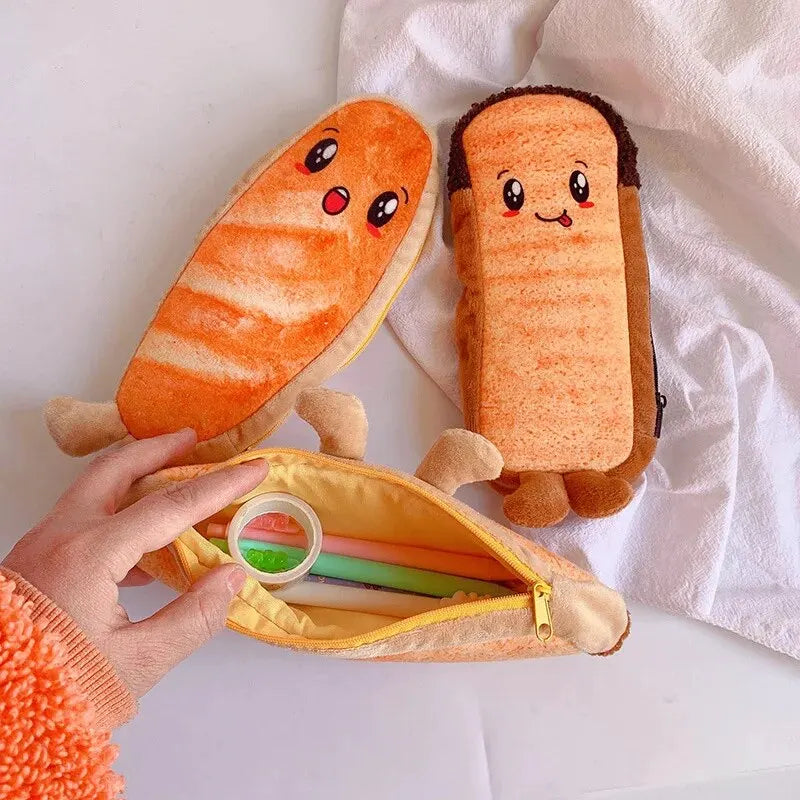 1pcs Creative Toast Bread Pencil Case Large Capacity Universal Student Pencil Case Pouch Children Stationery Gift Pencilcase