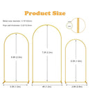 Golden metal balloon arch bracket 3-piece set (7.2 feet/6.6 feet/6 feet) suitable for wedding ceremonies, birthday parties