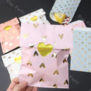 12 Stück Papiertüten Süße Gastgeschenke Weiß Violett Kraftfolie Herz Geschenktasche Geburtstag Hochzeit Bonbontüte Kekstüten Goldprägung Aufkleber