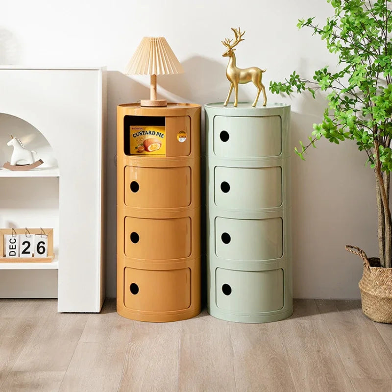 Creative Bedroom Bedside Table Modern Minimalist Round Storage Small Cabinet Large Capacity Plastic Side Cabinet 협탁