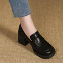2025 New Comfortable Waterproof Platform Thick Heel Casual Women's Shoes Fashionable Round Toe Cover High Heel Single Shoes