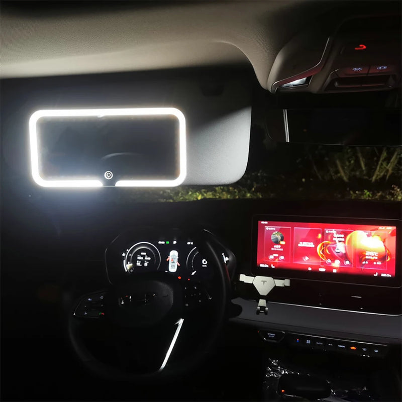3 Led Light Modes Stepless Dimming Visor Makeup Mirror Rechargeable Touch Sensor Cosmetic Mirror Large Screen Car Vanity Mirror