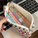 Cute Floral Corduroy Pencil Case Small Cosmetic Lipstick Travel Portable Storage Bag Stationery Pen Makeup Bag Handbag Organizer