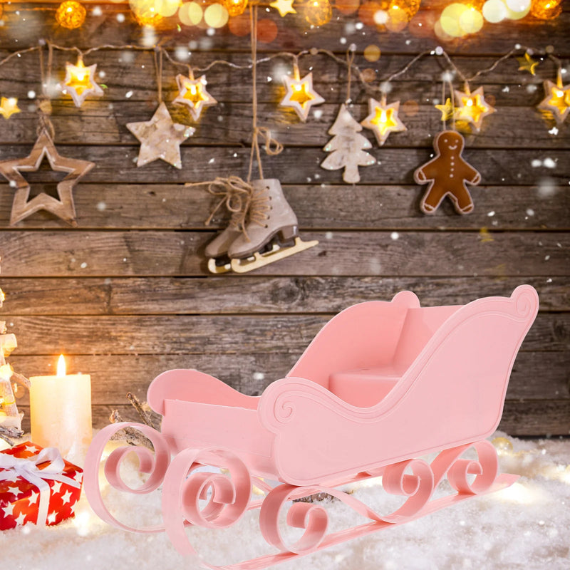 Outdoor Decor Christmas Sleigh Exquisite Ornament Adornment Candy Stand Sled Xmas Delicate Pink Mini Desktop