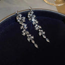 Two Tone Leaf Women's Carbon Zircon Long Earrings Color Jewelry Wedding Event Pendant Style Gift Wholesale New Fashion Shiny
