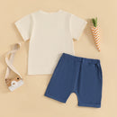 Adorable Toddler Boys Easter Outfits with Bunny Print Round Neck Short Sleeve T-Shirts and Elastic Waist Shorts - 2 Piece