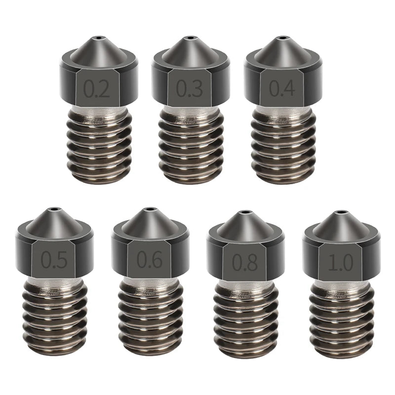 2pcs All Metal V6 Nozzle 3D Printer Parts M6 Thread Brass Hard Steel Titanium PTFE Plated Nozzles E3D V5 For 1.75mm Filament