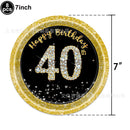 40th Birthday Party Disposable Tableware Plate Cup Napkin Black Gold Party Decorations Birthday Balloon 40 Years Party Supplies