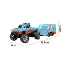 Mini RC Monster Truck with Lights & Trailer Remote Control Truck USB-C Rechargeable Adjustable Speed/Steering Children Toy Gift