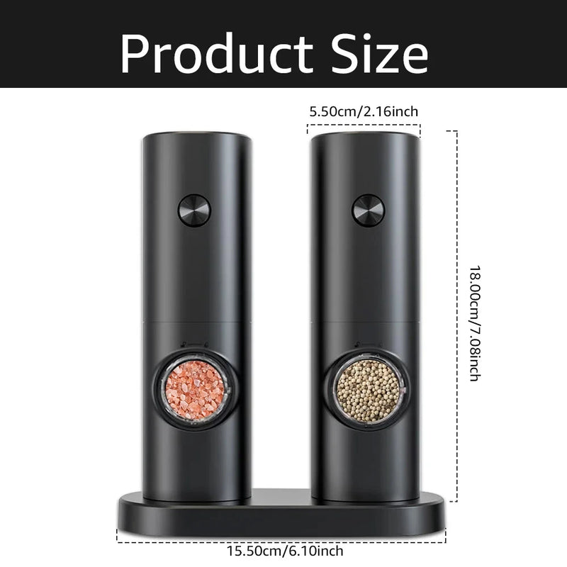 Electric Automatic Salt and Pepper Grinder Set Rechargeable With USB Gravity Spice Mill Adjustable Spices Grinder Kitchen Tools