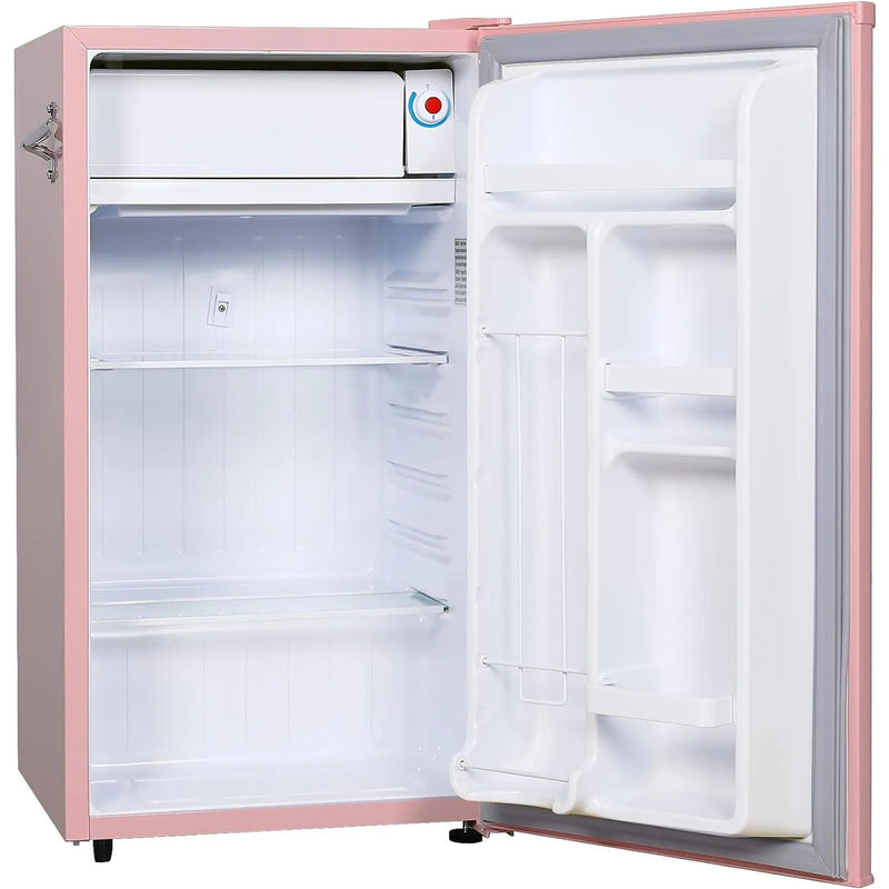 EFR376 Retro Bar Fridge Refrigerator with Side Bottle Opener, 3.2 cu. Ft, Pink/Coral | USA | NEW