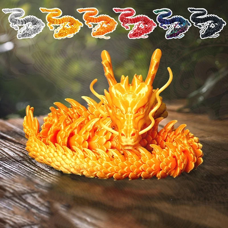 3D Printed Feilong Articulated Dragon Rotatable 3D Dragon Toy Western Style Colorful Full Body Movable Feilong Home Ornament