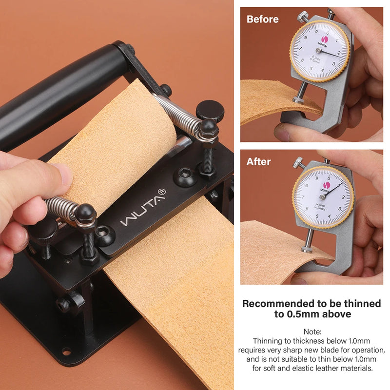WUTA Manual Leather Skiving Machine Strip Belt Thinning Skiver Splitter Cowhide Leather Peeling Machine DIY Strap Cutting Tools