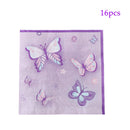 Pink Purple Butterfly Disposable Tableware Paper Plate Cup Napkin Banner Butterfly Birthday Party Decor Baby Shower Wedding Supp