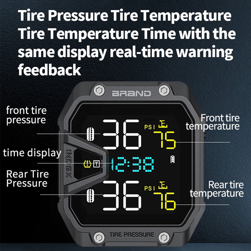 Motorcycle TPMS Tire Pressure Monitoring System IP65 Waterproof Motorbike Tyre Pressure Temperature Alarm Motorcycle Accessories