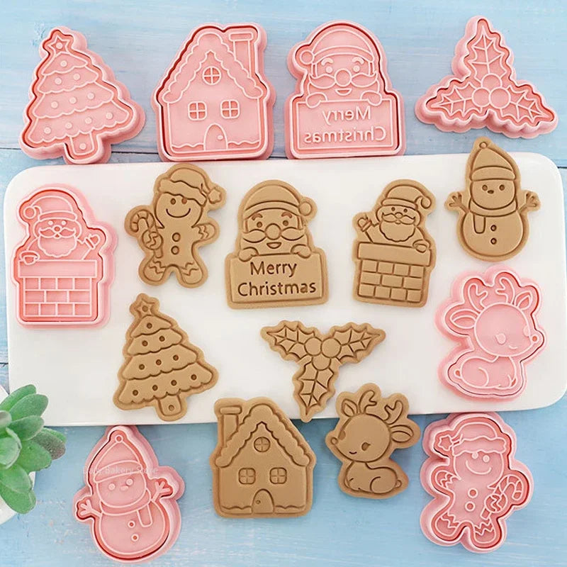 Multiple Sets DIY Cake Decorating Tools Christmas Cookie Cutters Cartoon Biscuit Mould DIY Fondant Mold Baking Tools for Kitchen