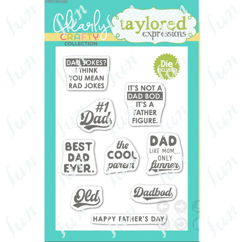 Father's Day Theme Metal Cut Dies Hexagon Layering Stencils Fish Hook Line Sinker Clear Stamps Diy Holiday Cards Decor Scrapbook