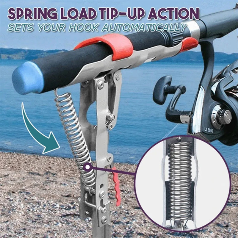 Fishing Rod Holder Spring Automatic Full Stainless Steel Adjustable Sensitivity Folding Fishing Accessories Bracket