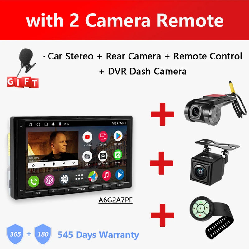 ATOTO Android 7 Inch Car Stereo Wireless CarPlay/Android Auto 1024x600 HD Screen GPS DVR Input Backup Camera Bluetooth FM WiFi