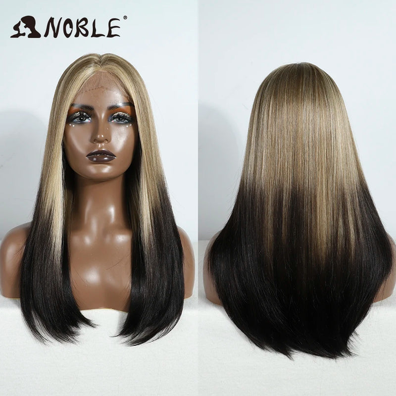 Noble Wig Straight Baby Hair Bob Wig Synthetic Hair Wig 20 Inch Cosplay Glueless Bob Wig For Women Synthetic Lace Front Wig