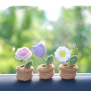 NEW Cute Potted Plants Crochet Car Basket Decoration Auto Center Console Rearview Mirror Ornaments for Car Accessories