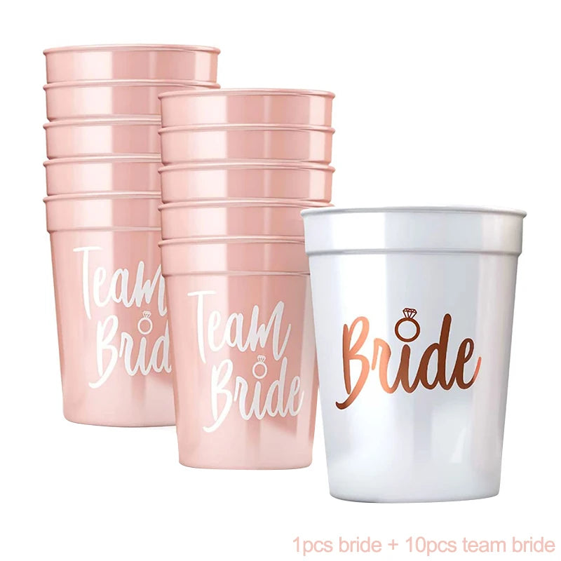 Bachelorette Party Wedding Decoration Bride Team Plastic Drinking Cups Bridal Shower Gift To Be Bride Hen Party Supplies