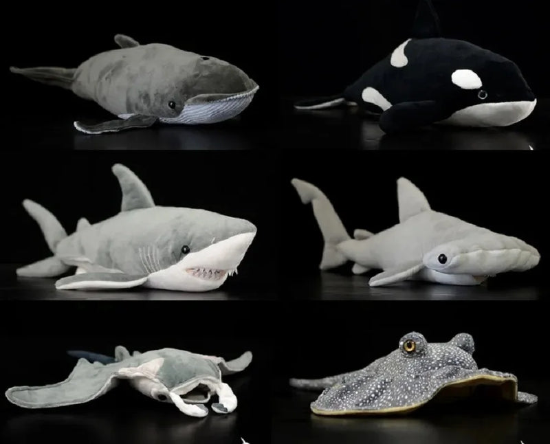 cute plush toy lovely sea animal whalebone whale killer whale shark Manta Ray soft doll birthday Christmas gift 1pc