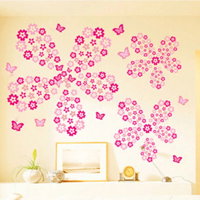 108pcs Flowers DIY Wall Decals for Kids Rooms Baby Bedroom Wall Stickers Living Room  Art Decals Home Decoration Furniture Stick