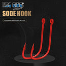 FISH KING 50pcs-100pcs Fishing Hook 6#-10# Barbed High Carbon Steel Red With eyes Bent Baitholder Ringed Carp Hook Tackle