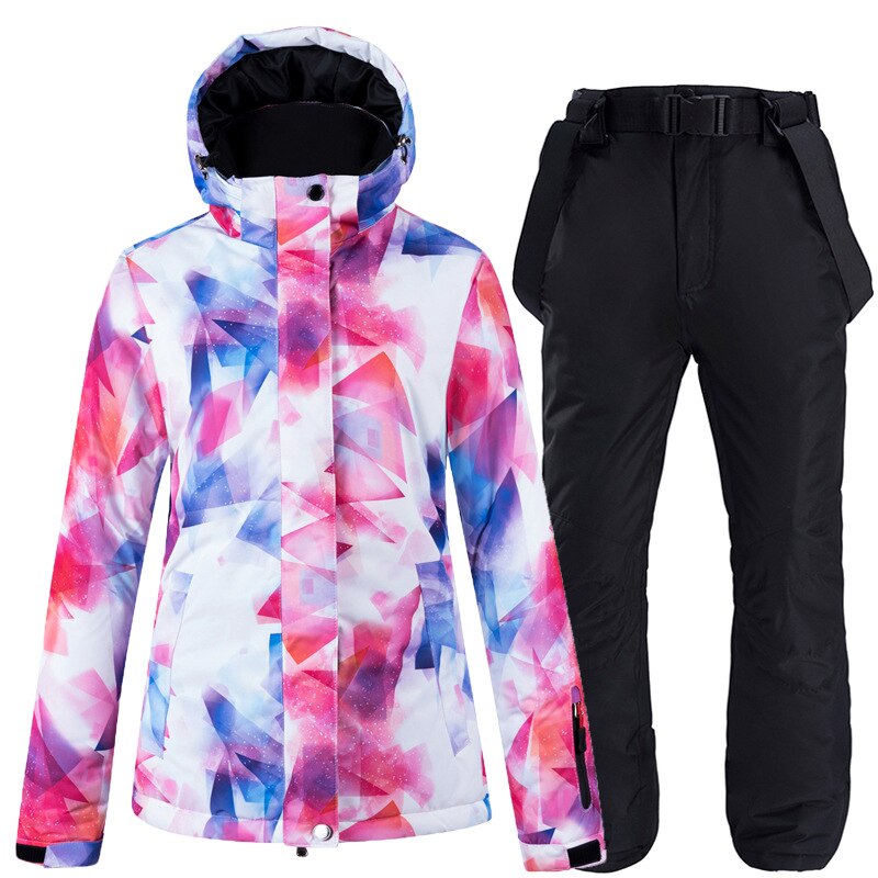 New Warm Colorful Ski Suit Women Waterproof Windproof Skiing and Snowboarding Jacket Pants Set Female Outdoor Snow Costumes