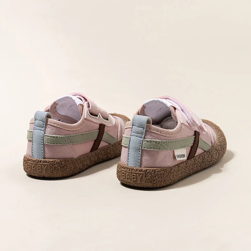 Childrens Baby Canvas Shoes Four Seasons Khaki Collocation Boys Girls Single Shoes Pink Fashion Soft Non-slip Kids Baby Sneakers