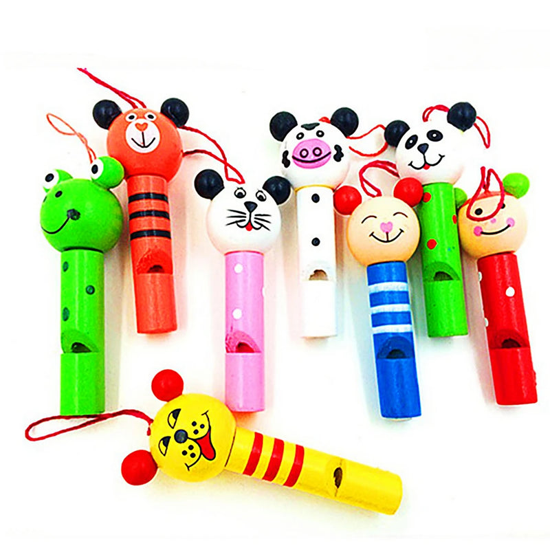 10-30PCS Wooden Cartoon Whistle with Rope Kids Birthday Wedding Party Guest Gift Souvenir Easter Boys Girls Classroom Prize Gift
