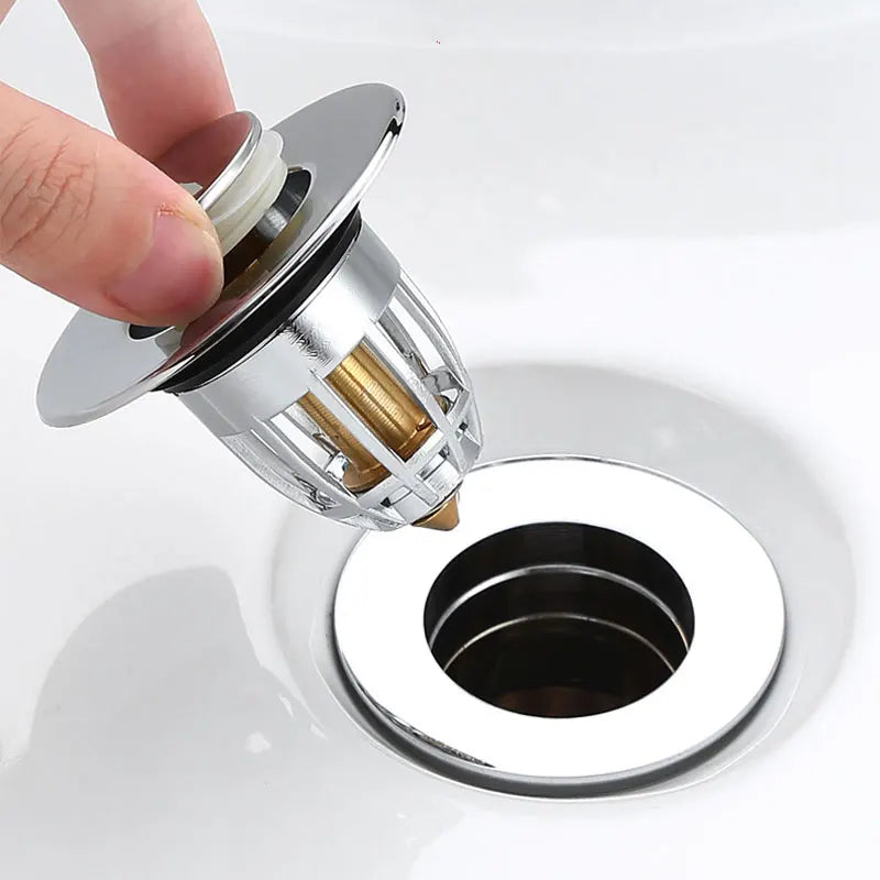 Universal Stopper Sink Strainer Push Down Pop Up Anti Clogging Drain Hair Catcher For Kitchen And Bathroom Drain Cover