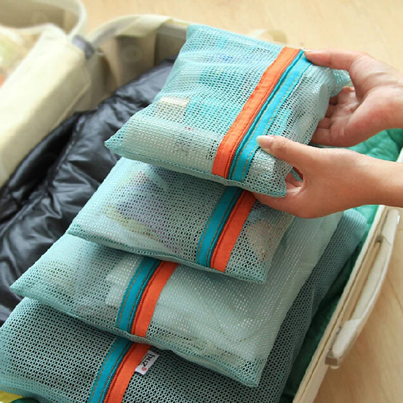 4pcs/set Women Travel Storage Bag Portable Travel Mesh Bag Case Toiletry Clothes Underwear Hanging Storage Bag Organizer Pouch
