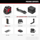 YEVOLT YVGLL4XS12 Series Green Laser Level 3-Plane 12-Line Self-leveling 360 3D Horizontal & Vertical 3.6V 3Ah Power Tools