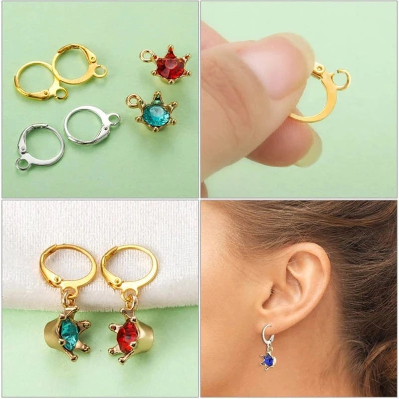 Stainless Steel French Earrings Clasps Hooks Fittings DIY Jewelry Making Iron Hook Earwire Earring Findings Gold Silver Jewelry