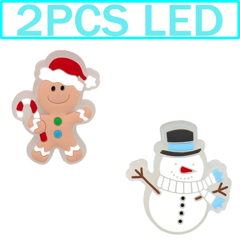 1-5PCS New Christmas LED Shoe Charms,Cute Santa Claus Cat & Dog Pin Accessories for Sandals,Shoe Clogs Buckle Christmas Gifts
