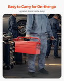 SucceBuy 18in Metal Tool Box 3-Tier 5-Tray Portable Folding Tool Chest Organizer with Handle Toolbox for Warehouse Repair Shop