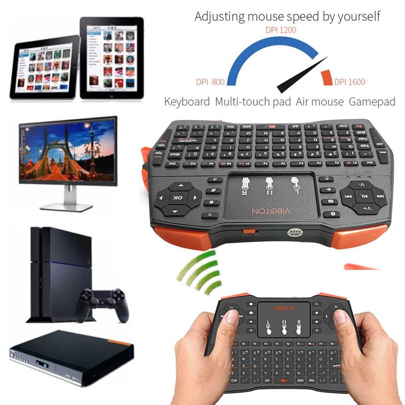 I8 Plus Mini 2.4G Wireless Keyboard Fly Air Mouse Touchpad for TV PS Englis