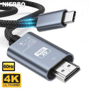 NIERBO USB C auf HDMI Kabel 2m 4K@60Hz geflochten Typ-C auf HDMI Kabel Ultra High Speed Adapterkabel für MacBook Pixel iPad Dell